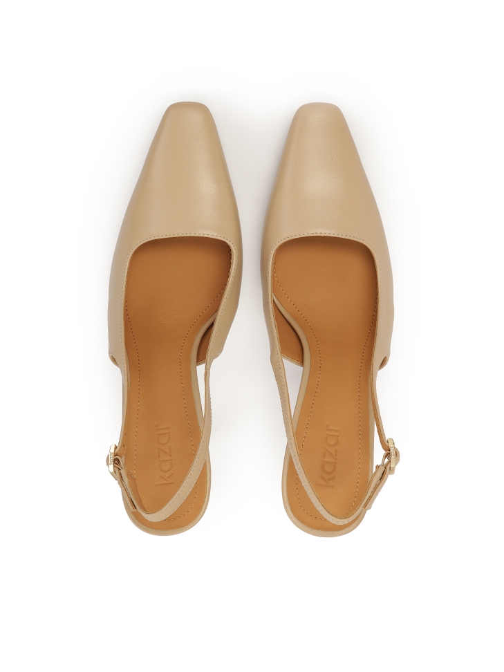 Beigefarbene Pumps mit einem einzigartigen Absatz NISSA