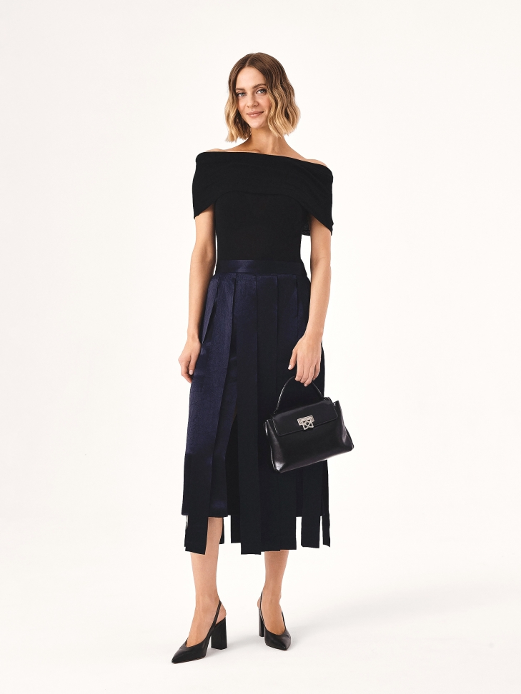 Schwarze Slingback-Pumps mit breitem Absatz BLUEBELL