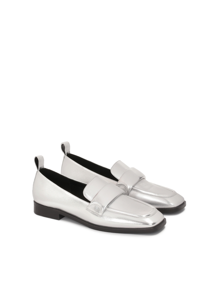 Silberne Slipper mit quadratischen Zehen ALBA