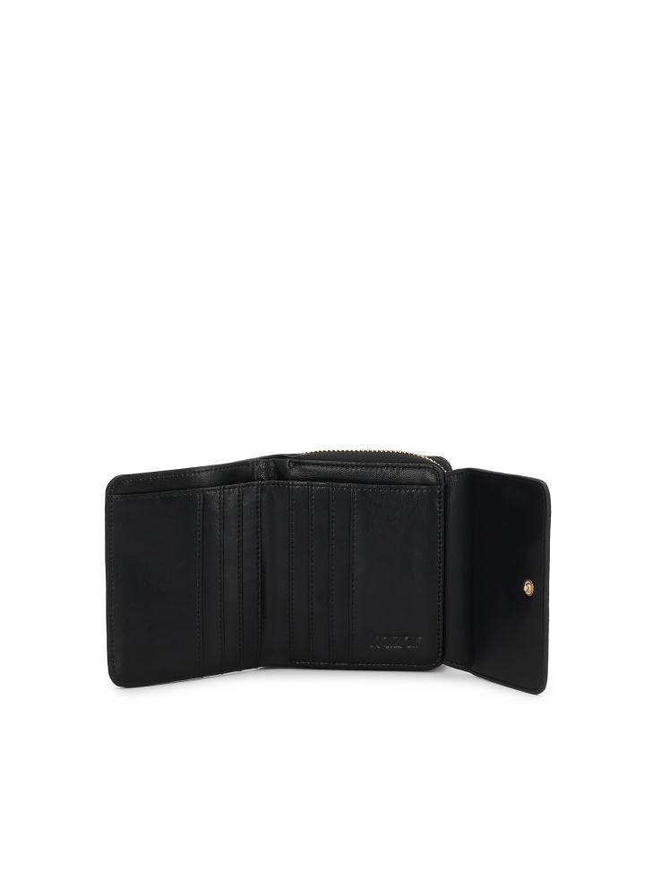 Damenbrieftasche aus geprägtem Leder in Schwarz AMALA