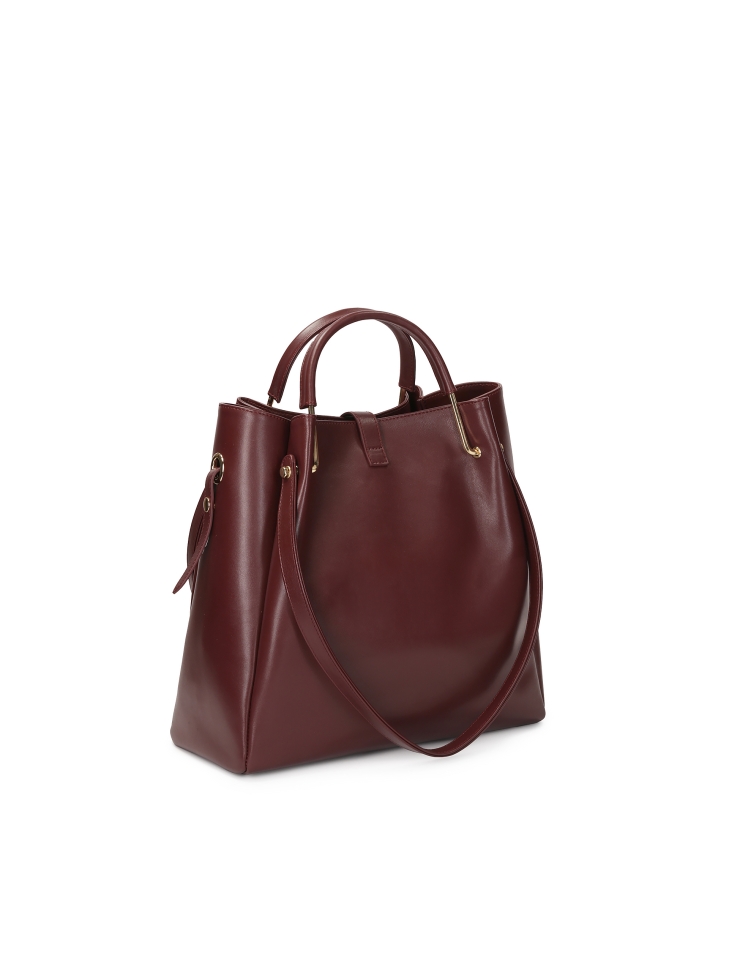 Kastanienbraune Handtasche mit herausnehmbarem Einsatz ALEXANDRIA