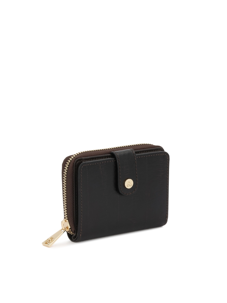 Braunes Portemonnaie aus geprägtem Leder im Aal-Stil ARIYAH