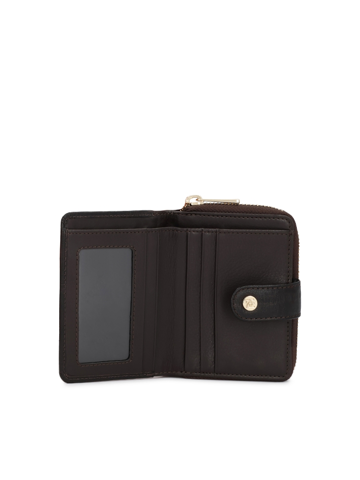 Braunes Portemonnaie aus geprägtem Leder im Aal-Stil ARIYAH