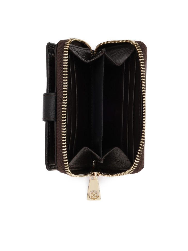 Braunes Portemonnaie aus geprägtem Leder im Aal-Stil ARIYAH