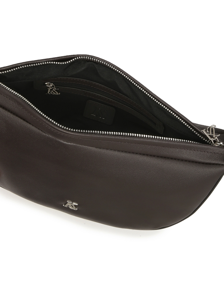 Dunkelbraune Handtasche mit silberner Hardware KS LILE