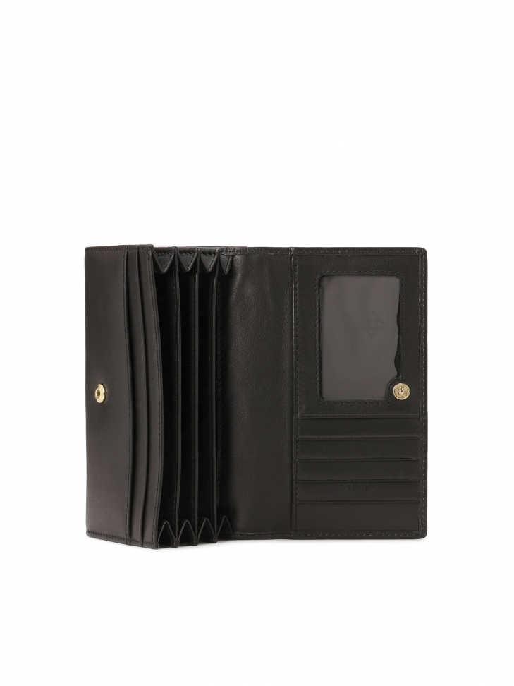 Elegantes schwarzes Portemonnaie aus Naturleder DAYNA