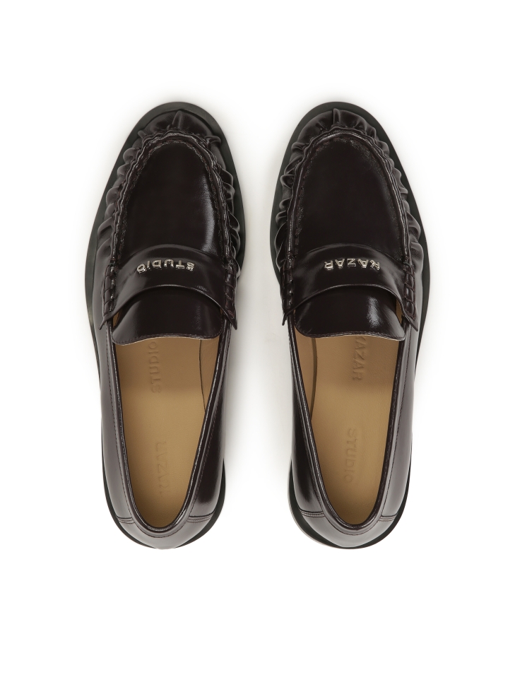 Dunkelbraune Schuhe mit einem Querstreifen KS OLZA