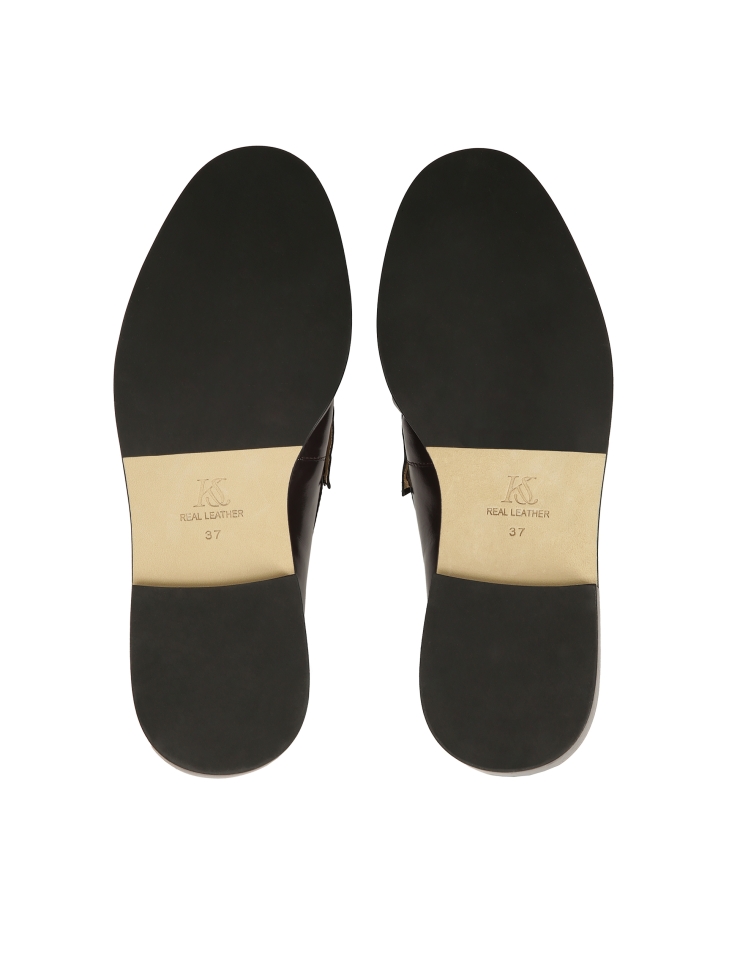 Dunkelbraune Schuhe mit einem Querstreifen KS OLZA