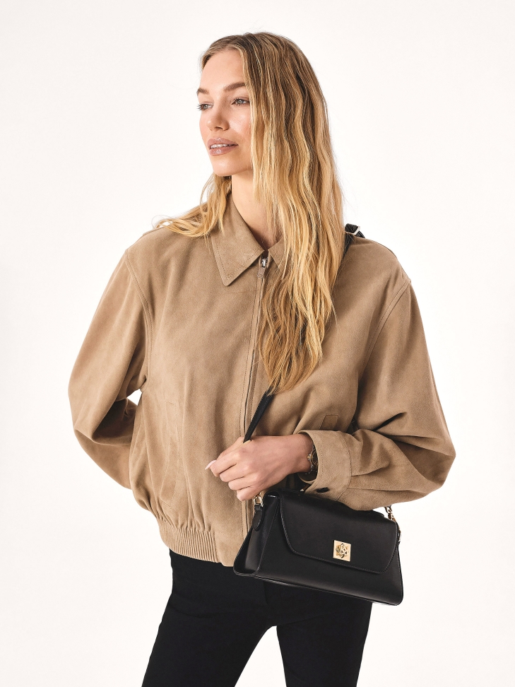 Elegante schwarze Handtasche mit Henkel MELIA