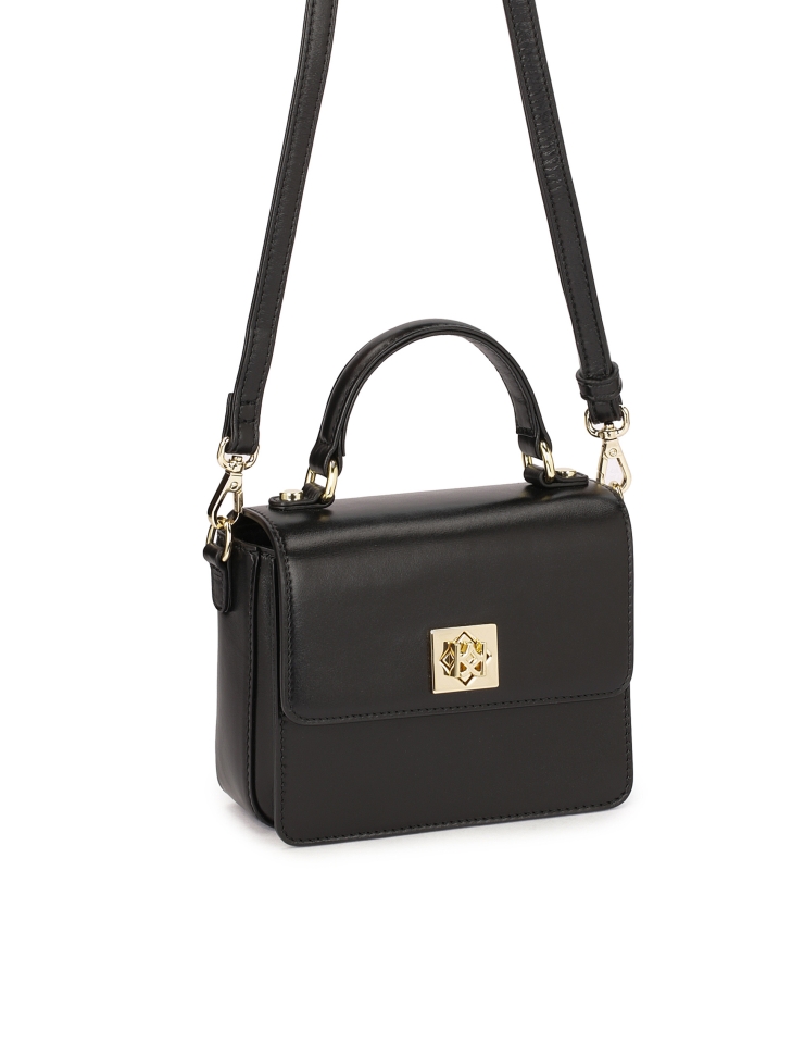 Kleine schwarze Handtasche mit Klappe BELE