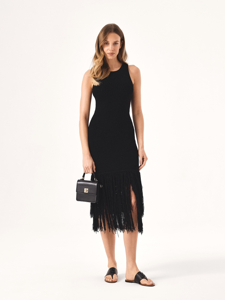 Kleine schwarze Handtasche mit Klappe BELE