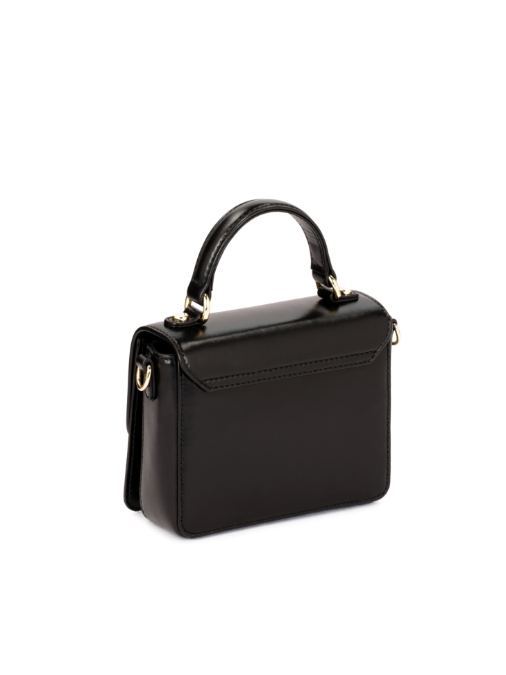 Kleine schwarze Handtasche mit Klappe BELE