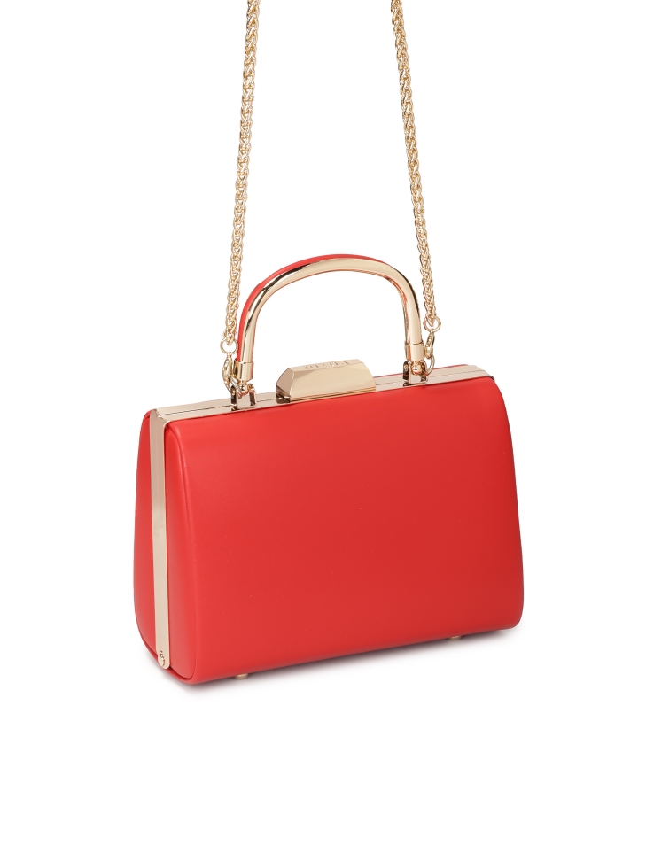 Rote Cocktail-Clutch-Tasche mit Metallgriff TORIA