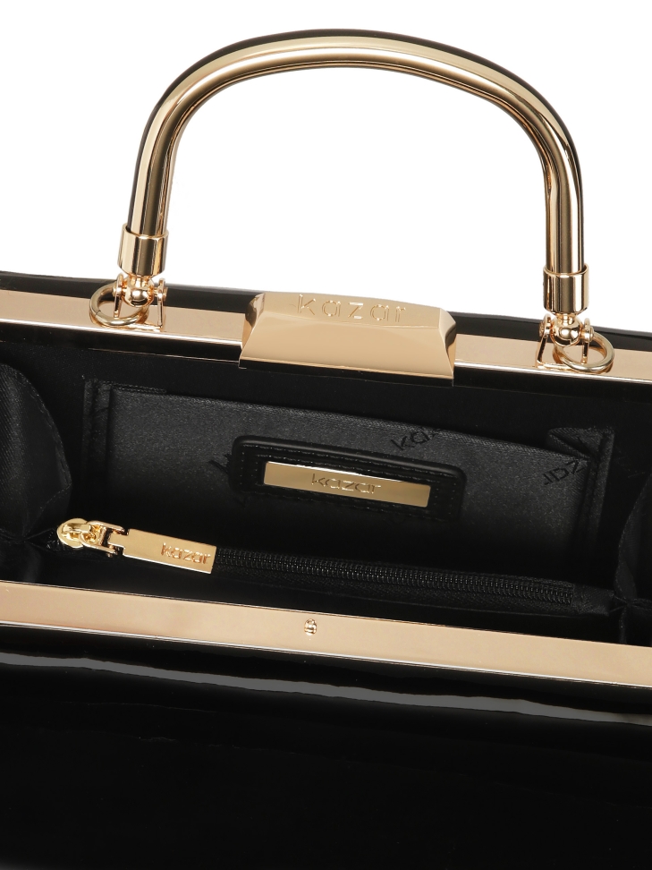 Abend Clutch Tasche aus Lackleder in schwarzer Farbe TORIA