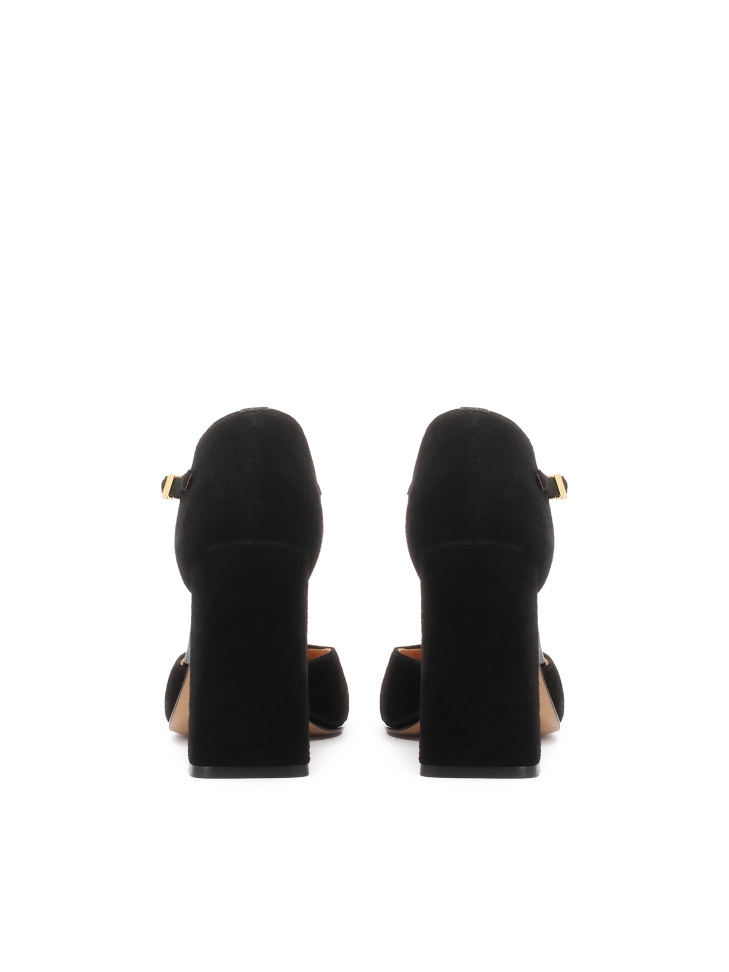 Halboffene Wildlederpumps auf einem Pfosten ZELIA