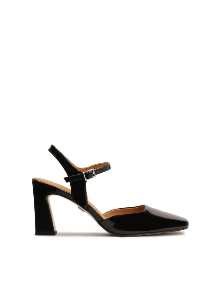 Halboffene Pumps aus Lackleder DARYA