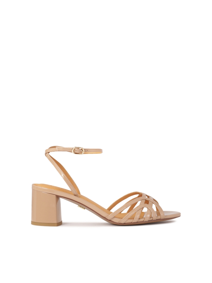 Elegante Sandale mit breitem Absatz aus Lackleder ANGELA