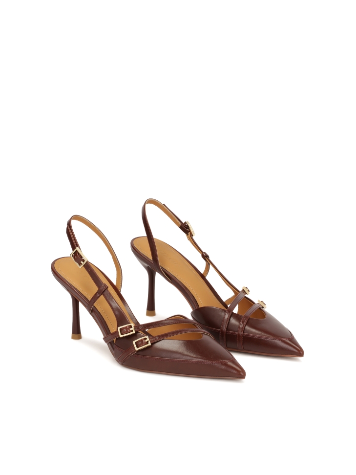 Braune Pumps mit offenem Absatz  YSABEL