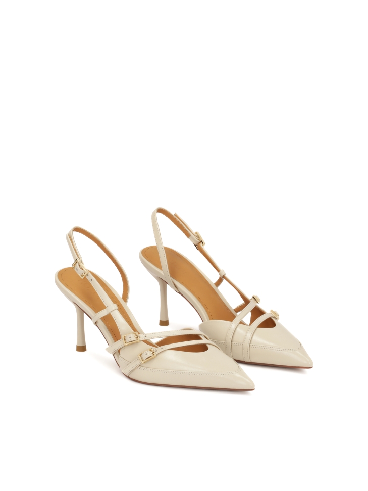 Gestreifte Slingback-Pumps aus Leder YSABEL