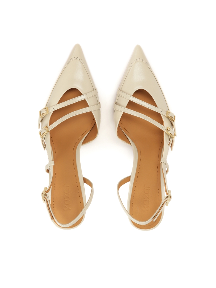 Gestreifte Slingback-Pumps aus Leder YSABEL