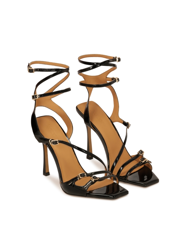 Schwarze Riemchensandalen aus Lackleder ALEXIS