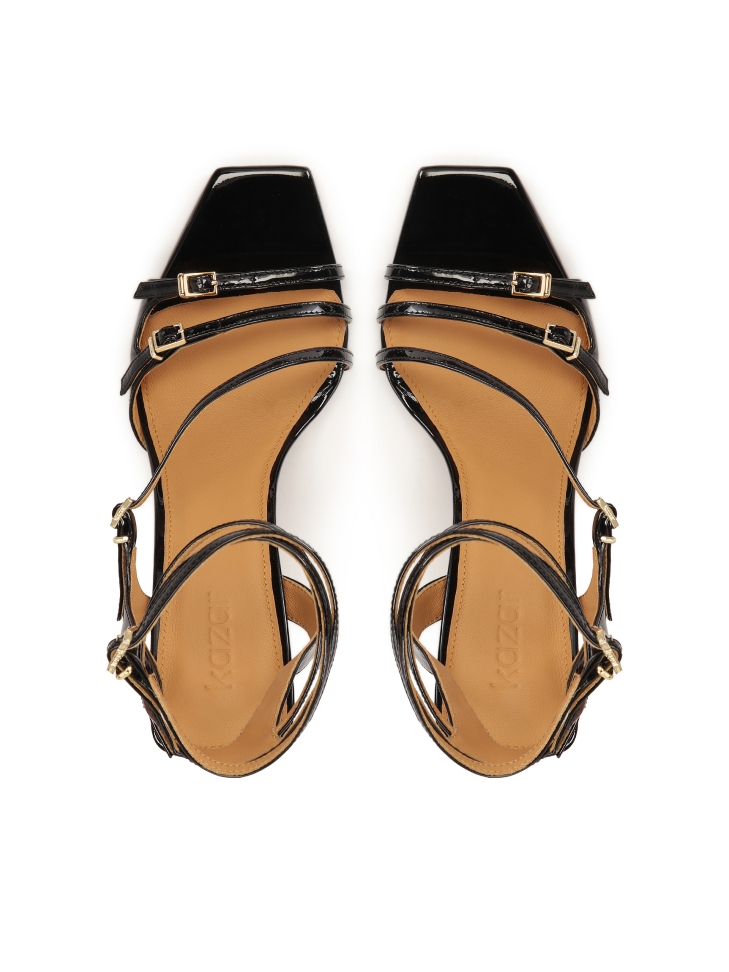 Schwarze Riemchensandalen aus Lackleder ALEXIS