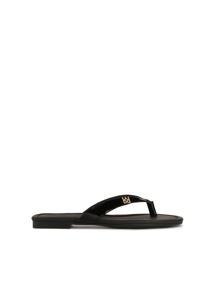 Schwarze Lackleder-Flip-Flops SUN
