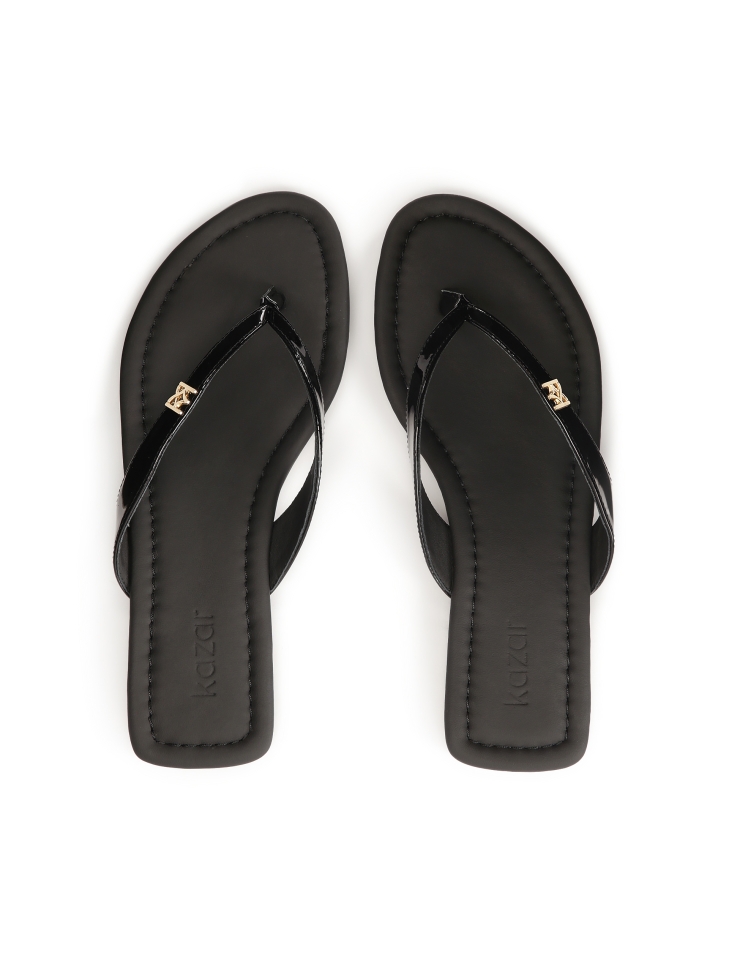 Schwarze Lackleder-Flip-Flops SUN