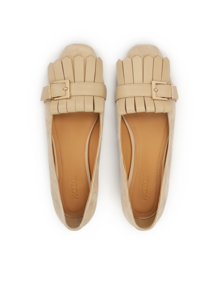 Niedrige Pumps aus Wildleder und Glattleder ESTELLE