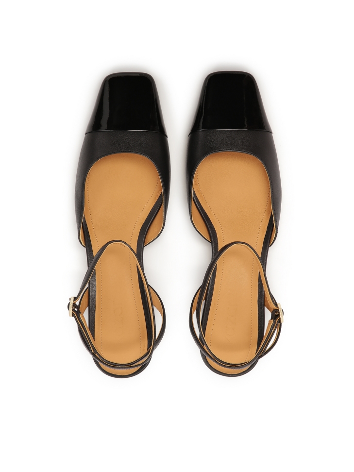 Schwarze Pumps mit Wickelriemen am Knöchel TRUE