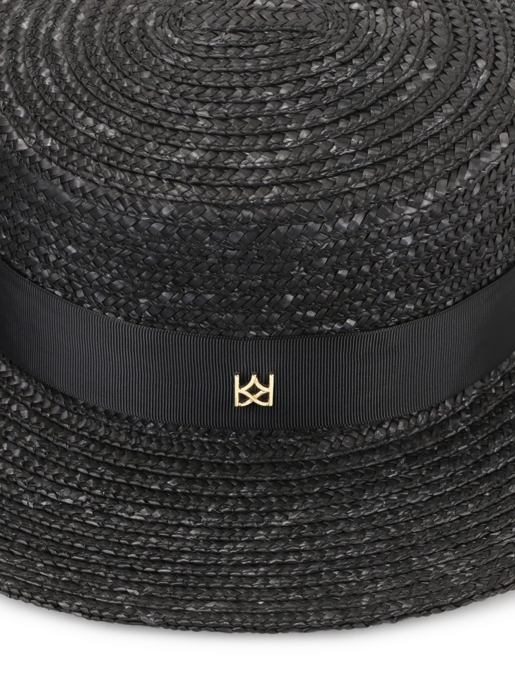 Schwarzer Strohhut mit Schleife NANI