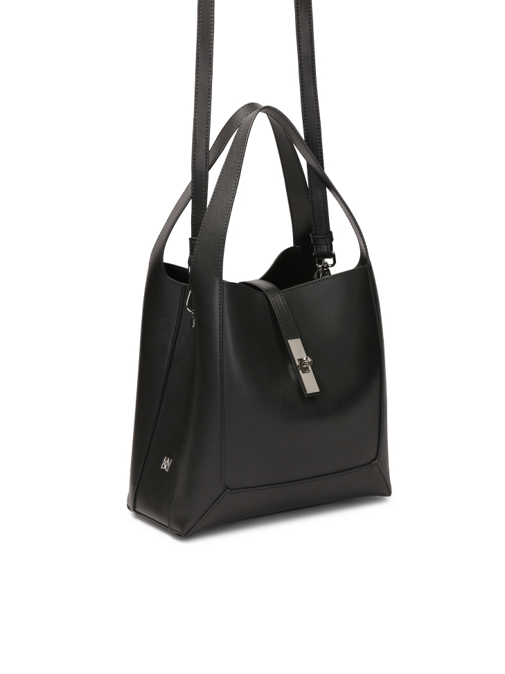 Schwarze elegante Lederhandtasche LAURIE
