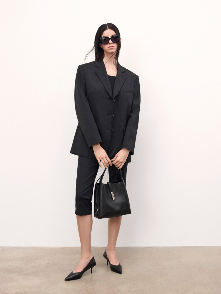 Schwarze elegante Lederhandtasche LAURIE