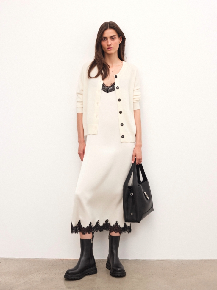 Schwarze elegante Lederhandtasche LAURIE