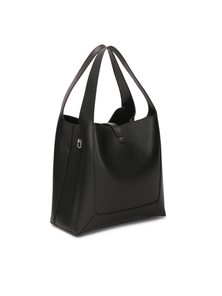 Schwarze elegante Lederhandtasche LAURIE