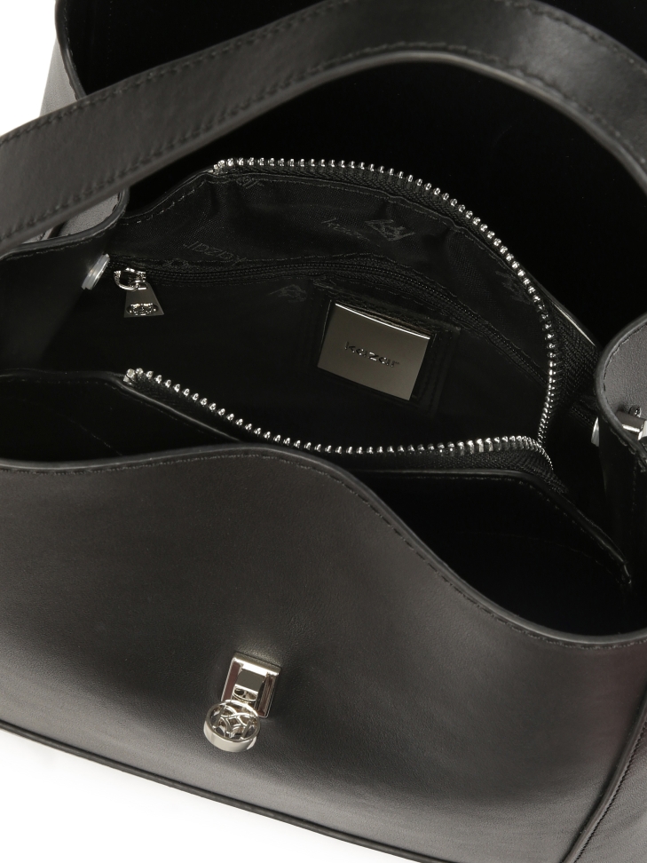 Schwarze elegante Lederhandtasche LAURIE