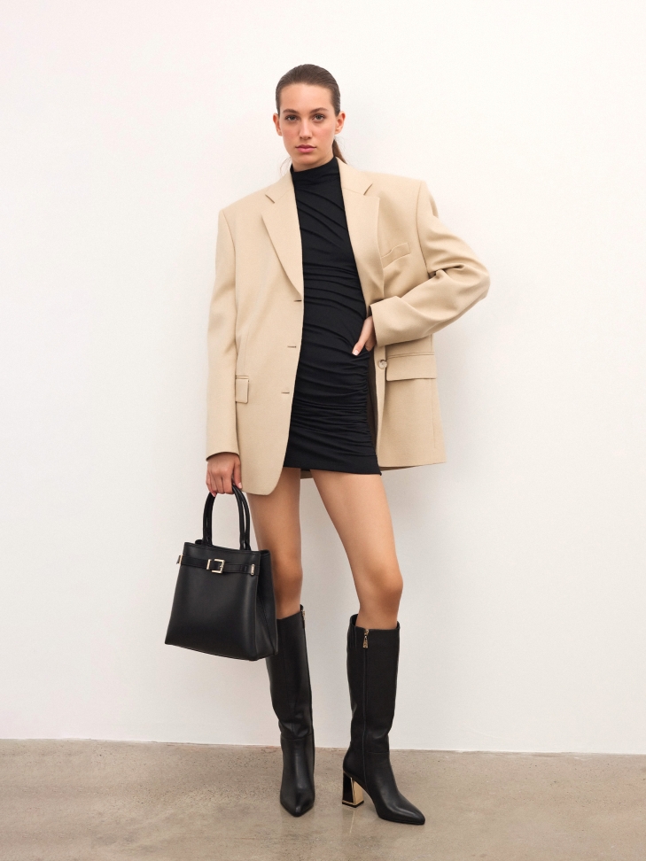 Schwarze elegante Handtasche mit Riemen LAURIE