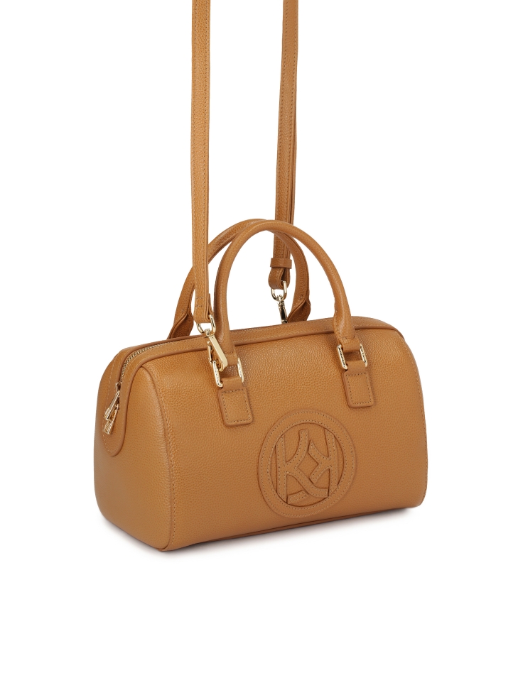 Hellbraune Leder-Kofferhandtasche MELLI