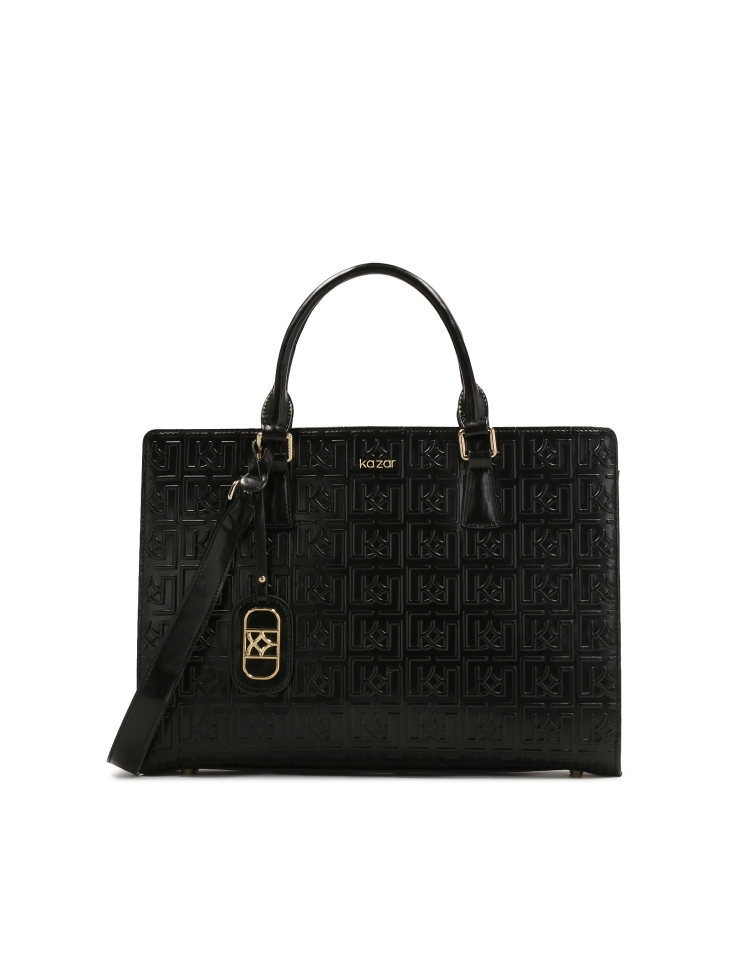 Große steife Tasche mit geprägtem Design CYNTIA