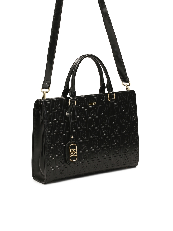 Große steife Tasche mit geprägtem Design CYNTIA