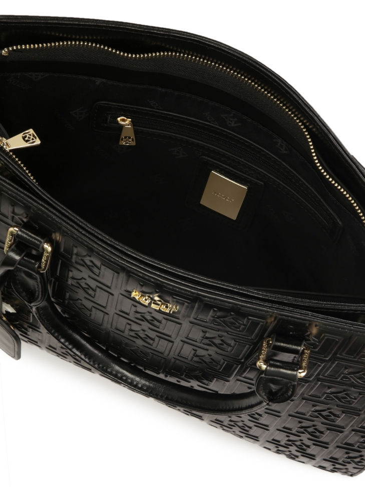 Große steife Tasche mit geprägtem Design CYNTIA