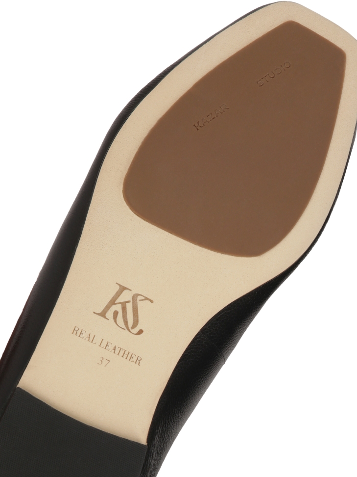 Gestufte Ballerinas aus schwarzem Leder KS SOLEIL