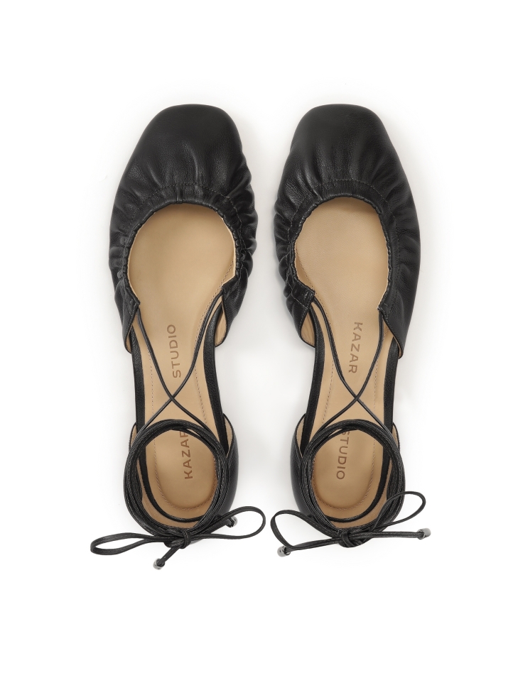 Schwarze Ballerinas mit offenem Schaft KS SOLEIL