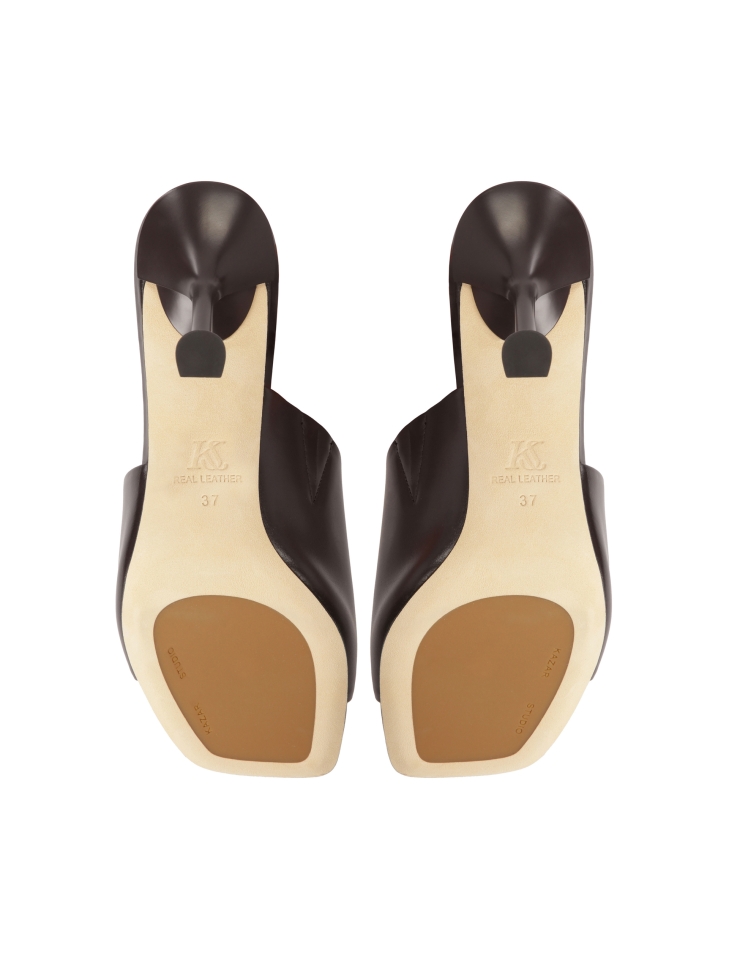 Dunkelbraune Pantoletten mit Pfannenabsatz  KS CORNELIE