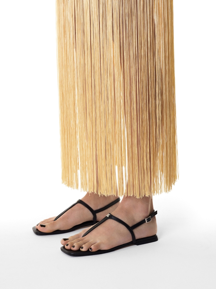 Schwarze Ledersandalen mit quadratischer Zehe KS MURIEL