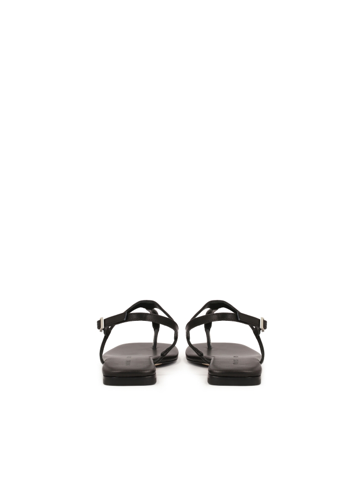 Schwarze Ledersandalen mit quadratischer Zehe KS MURIEL