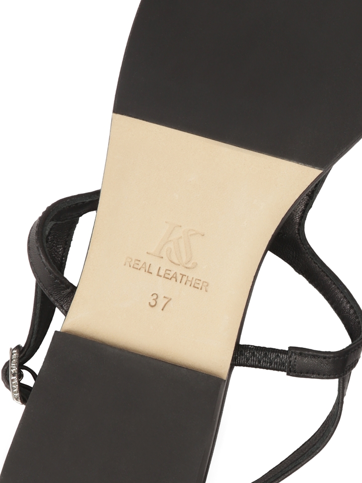 Schwarze Ledersandalen mit quadratischer Zehe KS MURIEL