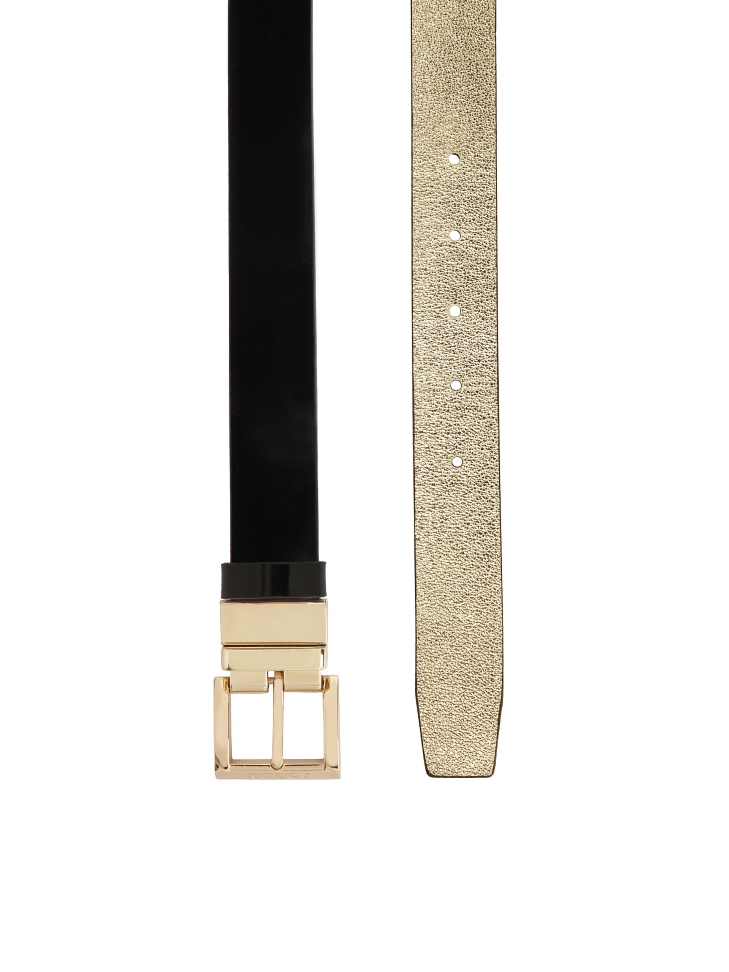 Schwarzer und goldener doppelseitiger Ledergürtel MOCA