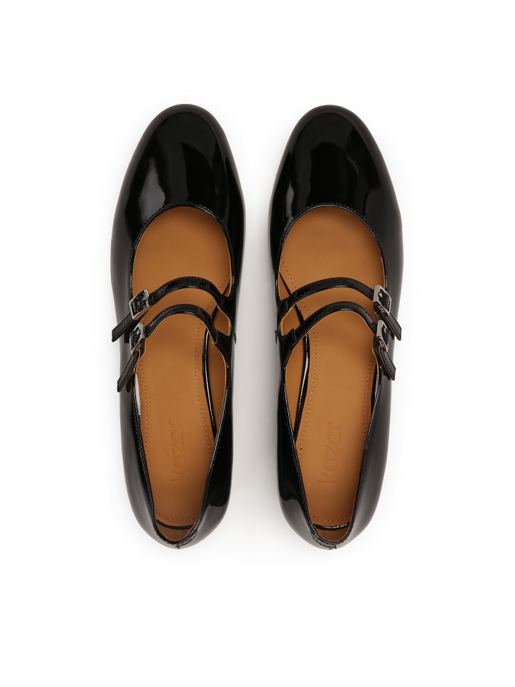 Schwarze Mary Jane Pumps aus Lackleder mit zwei Riemen KAJA