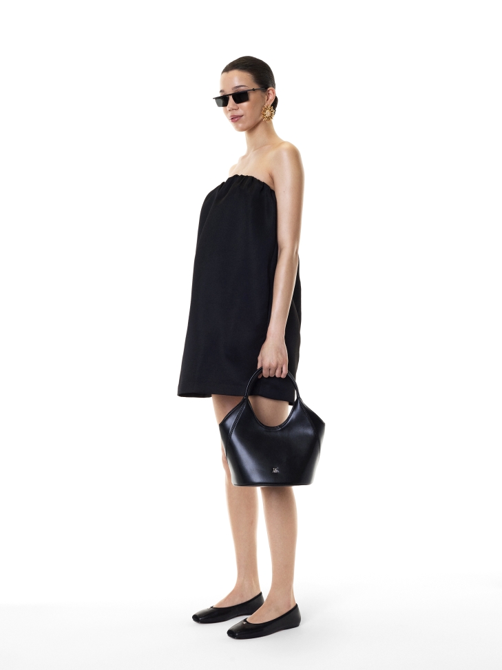 Schwarze Lederballerinas mit abgeschrägter Nase KS GABY